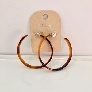 Large Tortoise Shell Hoop Earrings GREAT Gift NWT